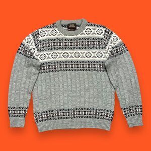 Vintage Fair Isle Sweater 80s Crewneck Pullover Knit Jumper Womens XL
